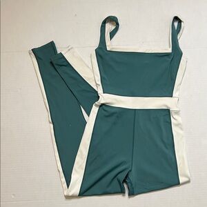 YLLW Able Long Bodysuit green white jumpsuit size Large